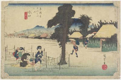 सूखती हुई लौकी की कतरन, मिनाकुची, सी। 1833 द्वारा Utagawa Hiroshige