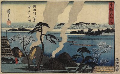 इमाडो में शाम की चमक, सी। 1840-1842 द्वारा Utagawa Hiroshige