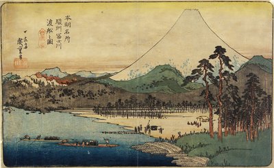 Sunshu_ प्रांत में फ़ूजी नदी पर नौका नौका, सी। 1832-1839 द्वारा Utagawa Hiroshige