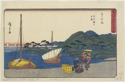 फेरी पोर्ट इमेजिनिरी बीच, मैसाका में, 1841-1842 द्वारा Utagawa Hiroshige