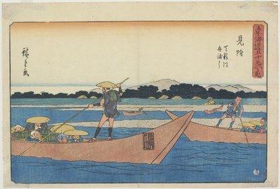 1841-1842 में मित्सुके में तेन्रीयू नदी पर नौका द्वारा Utagawa Hiroshige