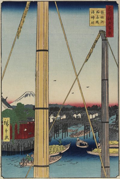इनारी ब्रिज और मिनो श्राइन, टीपो_ज़ू, मार्च 1857 द्वारा Utagawa Hiroshige