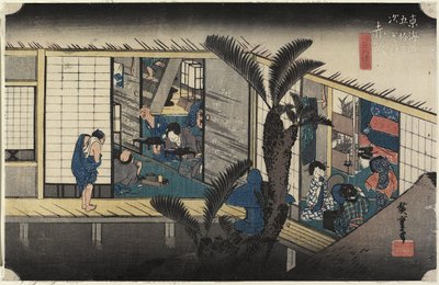 इन सर्विसिंग-नौकरानियों, अकासा, सी के साथ। 1833 द्वारा Utagawa Hiroshige