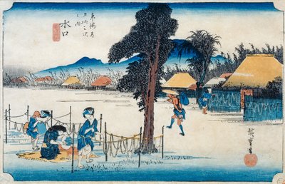 मिनाकुची: श्रृंखला &39;फिफ्टी-तीन स्टेशनों पर टोकेडो&39;, सी .1834-35 (कलर वुडब्लॉक प्रिंट) से काम्प्यो का प्रसिद्ध उत्पादन द्वारा Utagawa Hiroshige
