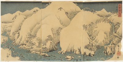 अगस्त 1857 को किसो दर्रे पर पहाड़ और नदी द्वारा Utagawa Hiroshige
