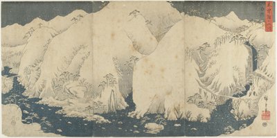 अगस्त 1857 को किसो दर्रे पर पहाड़ और नदी द्वारा Utagawa Hiroshige