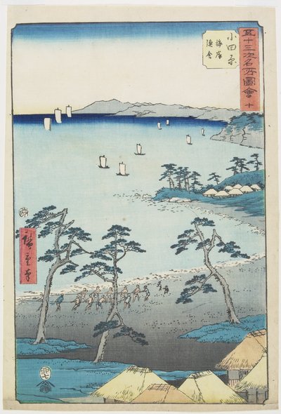नंबर 10 मछुआरों का घर, एक समुद्र तट, ओडवारा, जुलाई 1855 द्वारा Utagawa Hiroshige