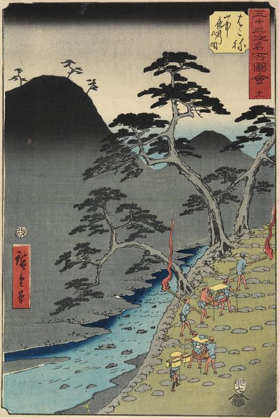 रात, जुलाई 1855 में हकोन माउंटेन में No.11 नदी द्वारा Utagawa Hiroshige