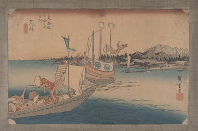 No.32 &39;अराई: फेरी बोट्स&39; टोकेडो के 53 स्टेशनों से द्वारा Utagawa Hiroshige