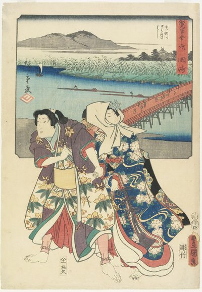 ओकाज़ाकी, अप्रैल 1855 द्वारा Utagawa Hiroshige