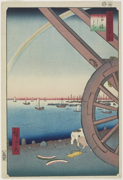 टकनावा में अप्रैल 1857 में ऑक्स फेयर द्वारा Utagawa Hiroshige