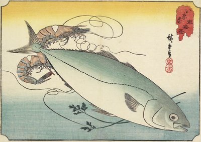 झींगा और पीली पूंछ, 19 वीं सदी की शुरुआत में द्वारा Utagawa Hiroshige