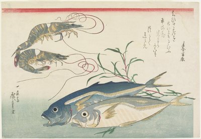 प्रॉन, हॉर्स मैकेरल और स्मार्टवेड, 1832-1833 द्वारा Utagawa Hiroshige