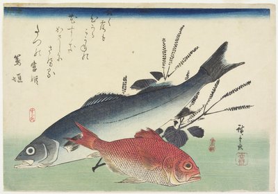 रेड स्नैपर, सी बास और पेरिला, सी। 1840 द्वारा Utagawa Hiroshige