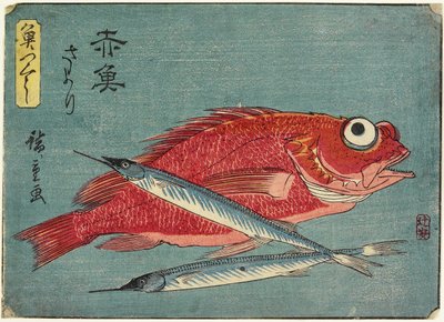 रेड स्नैपर और हॉफबेक, 1830-1844 द्वारा Utagawa Hiroshige