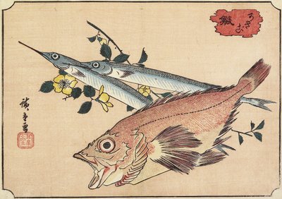 रॉकफिश और हॉफबेक, 19 वीं सदी की शुरुआत में द्वारा Utagawa Hiroshige