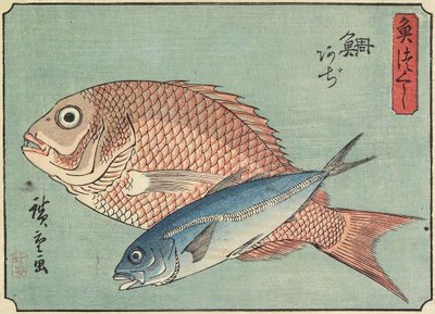 स्नैपर और हॉर्स मैकेरल, 1830-1844 द्वारा Utagawa Hiroshige