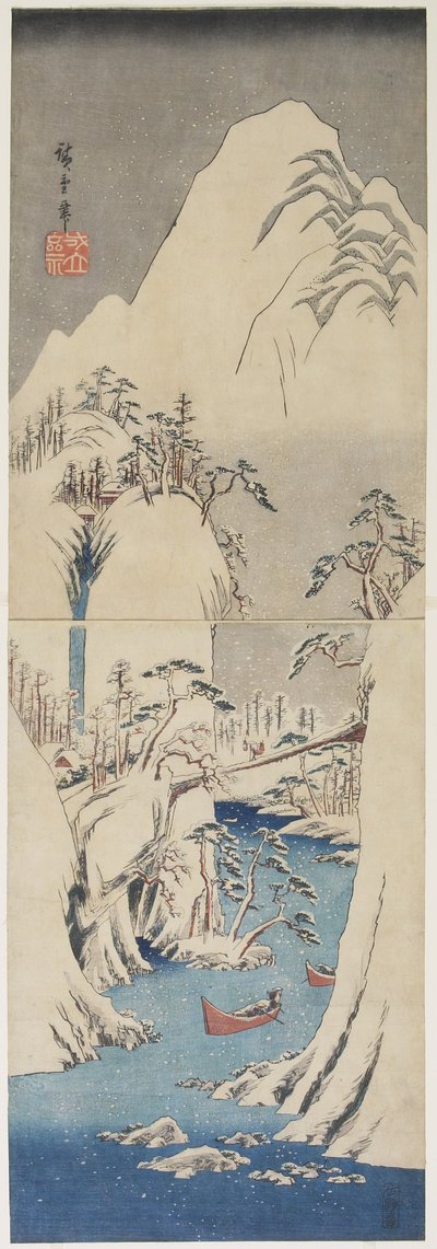 फ़ूजी नदी द्वारा स्नो सीन, सी। 1842 द्वारा Utagawa Hiroshige