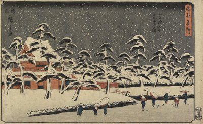 शीबा में ज़ो_जो_जी मंदिर का हिम दृश्य, 1847-1852 द्वारा Utagawa Hiroshige