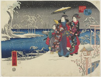 जनवरी 1854 को आकाशी में हिमपात द्वारा Utagawa Hiroshige