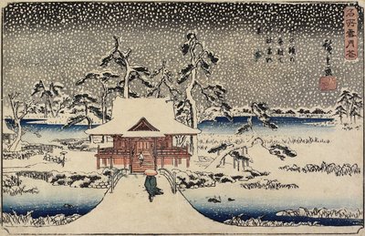 1843-1847 के इनोकाशिरा के तालाब में बेनज़ाइटन तीर्थ पर बर्फ द्वारा Utagawa Hiroshige