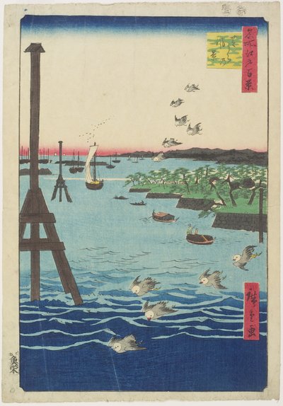 शीबा तट का दृश्य, फरवरी 1856 द्वारा Utagawa Hiroshige