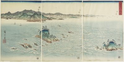 1857 में आवा प्रांत में व्हर्लपूल का दृश्य द्वारा Utagawa Hiroshige