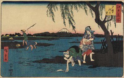 तमगावा नदी द्वारा गांव, मार्च 1858 द्वारा Utagawa Hiroshige