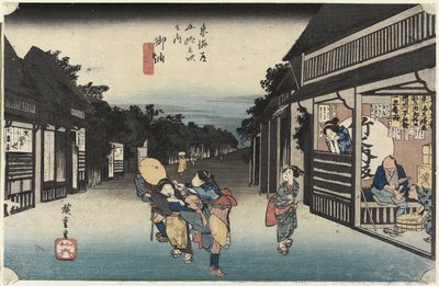 महिला सोलिसीटिंग यात्री, गोय, सी। 1833 द्वारा Utagawa Hiroshige
