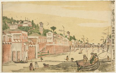 मछली पकड़ना (सेनाडोरी नो ज़ू), quot;डच परिप्रेक्ष्य चित्र (ओरांडा उकी-ई)quot; श्रृंखला से द्वारा उटगावा तोयोहरु