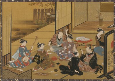 emगीशाem और ग्राहकों के साथ एक पार्टी का आंतरिक दृश्य द्वारा Utagawa Toyoharu