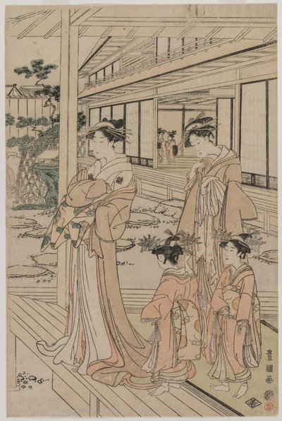 कोर्टेसन एक वेरंडा पर खड़ा है, 1790 के दशक की शुरुआत में। द्वारा उटगावा खिलौनाकुनी
