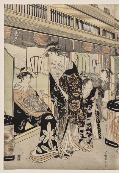 नाकानोचो पर सैर करती वेश्याएं द्वारा Utagawa Toyokuni