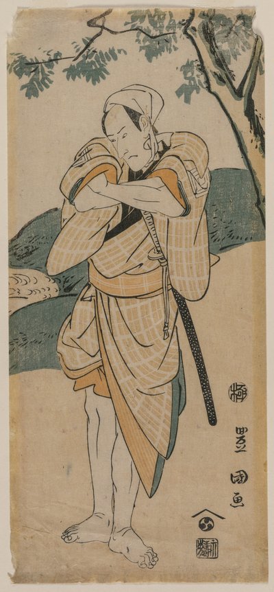 अभिनेता इचिकावा डंजुरो एक समुराई के रूप में, 1769-1825। द्वारा उटगावा खिलौनाकुनी