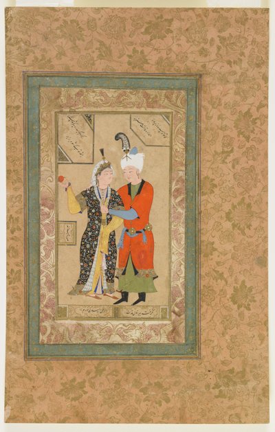 एक राजकुमार और राजकुमारी आलिंगन, c.1550 द्वारा उज़्बेक स्कूल