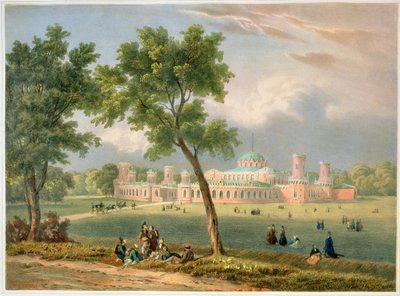 मॉस्को में पीटर द ग्रेट पैलेस, एडोअर्ड जीन-मैरी होस्टिन (1804-89) द्वारा मुद्रित, लेमरसीर, पेरिस, 1840 के दशक में प्रकाशित द्वारा वी। एडम