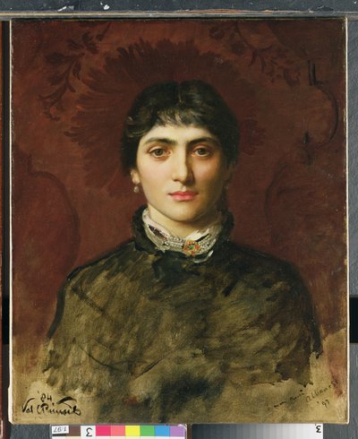 पोर्ट्रेट ऑफ़ अ वुमन विथ डार्क हेयर, 1884 द्वारा Valentine Cameron Prinsep