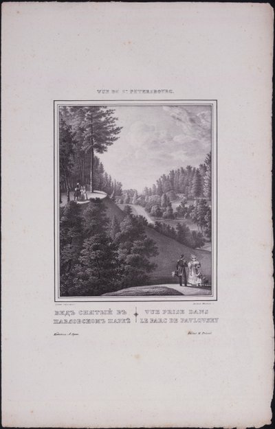सेंट पीटर्सबर्ग के दृश्य। 1833 में पावलोव्स्क में पार्क का दृश्य द्वारा वासिली सेमेनोविच सदोवनिकोव