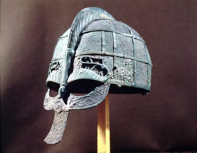 हेलमेट, वेन्डेल ट्रेजर, अपलैंड से, c.600 ईस्वी (धातु) द्वारा वेंडेल अवधि