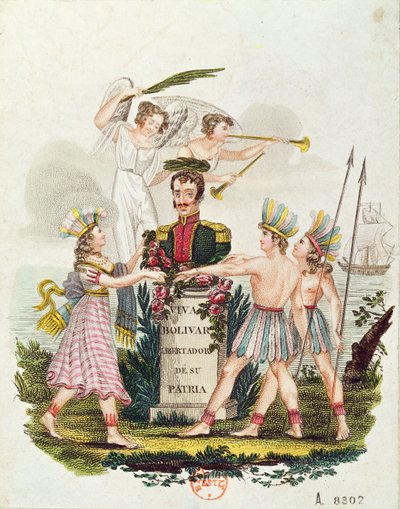 लोकप्रिय इमेजरी एक्सोलॉलिंग बोलिवर, c.1840 द्वारा वेनेजुएला का स्कूल