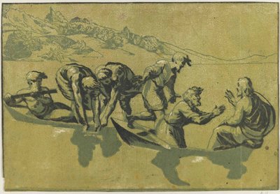 राफेल के बाद मछलियों का चमत्कारी ड्राफ्ट, c.1540। द्वारा विसेंटिनो