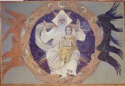 होली ट्रिनिटी, वारसॉ में 1907 में अलेक्जेंडर नेवस्की कैथेड्रल के लिए प्रारंभिक स्केच द्वारा विक्टर मिखाइलोविच वासनेत्सोव