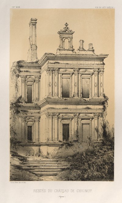... पी एल। 19, रेस्टस डू चाटेउ डी चौमोट योने, 1860। द्वारा विक्टर पेटिट