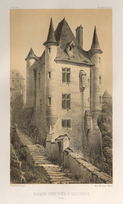 ... Pl। 60, किले की दीवार पर Uzerches संवाददाता, 1860। द्वारा विक्टर पेटिट