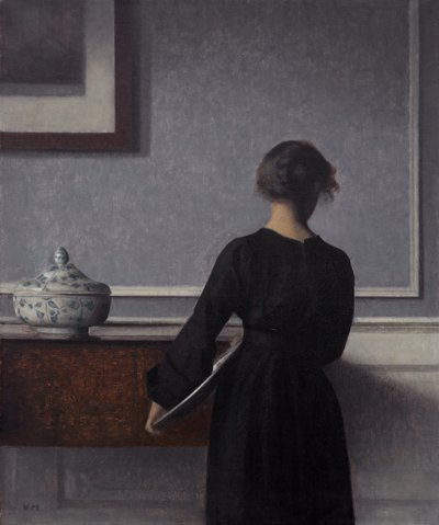 बिहाइंड विथ यंग वुमन विथ बिहाइंड द्वारा Vilhelm Hammershøi