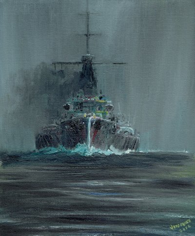 Dreadnought 1907, 2016, (कैनवास बोर्ड पर तेल) द्वारा विंसेंट अलेक्जेंडर बूथ