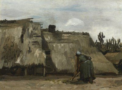 एक किसान महिला ने अपने कॉटेज के सामने खुदाई की, c.1885 द्वारा विन्सेंट वैन गॉग