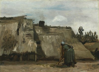 एक किसान महिला अपनी झोपड़ी के सामने खुदाई कर रही है, c. 1885. द्वारा विन्सेंट वैन गॉग