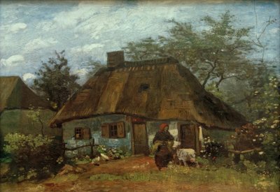 फार्महाउस और बकरी के साथ महिला द्वारा Vincent van Gogh