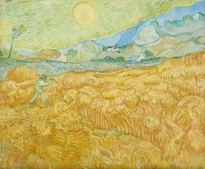 फसल, रीपर के साथ कॉर्नफील्ड (ला moisson)। 1889 द्वारा Vincent van Gogh
